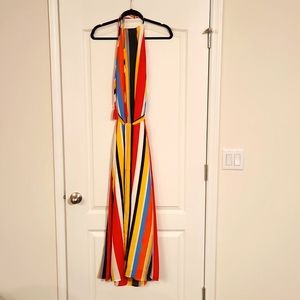 Multi-Colored Halter Maxi Dress